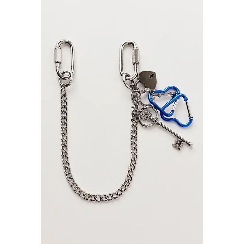 Free People  Key & Card Holder with Blue Carabiner Charm - Picture 2 of 6